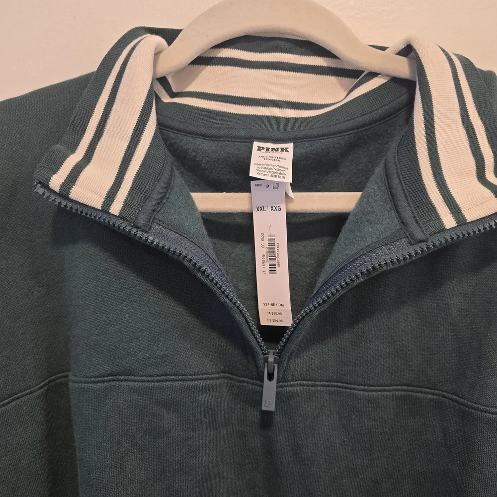 PINK Victoria's Secret Teal Quarter-Zip Pullover Size Xxl Nwt - Picture 2 of 7